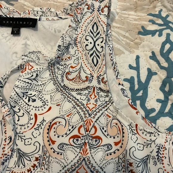 Sanctuary Paisley Print Dress in Navy & Orange - Picture 9 of 12